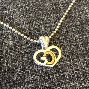 SJ EUC God Heart Silver & Gold Pendant Necklace